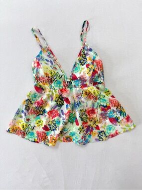 Ali & Kris Tropical Watercolor Floral Print Cami Y2K Size Small